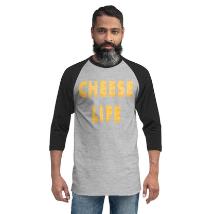Mens Cheese Life Classic 3/4 Sleeve Raglan Shirt