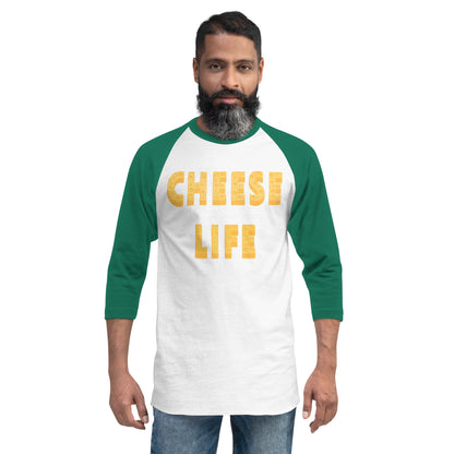 Mens Cheese Life Classic 3/4 Sleeve Raglan Shirt