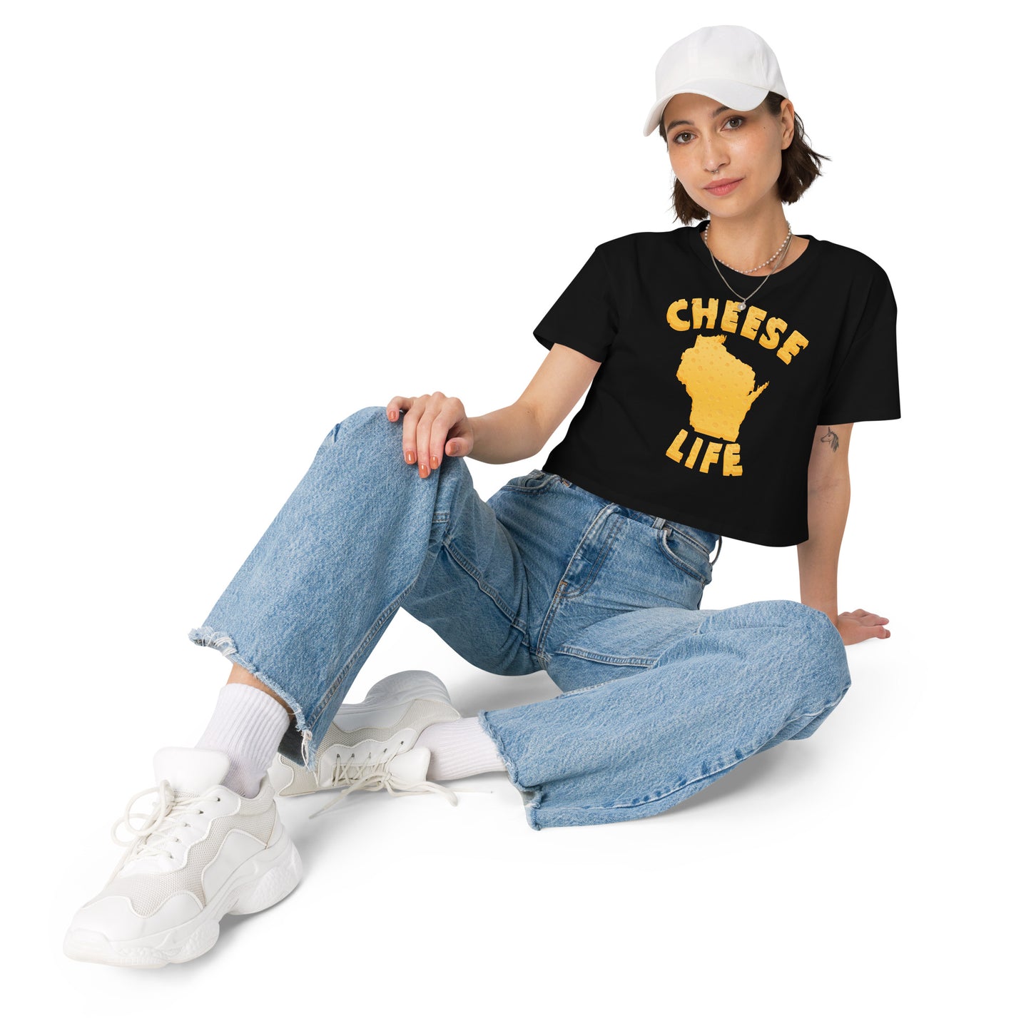 Womens Cheese Life Wisconsin Crop Tee