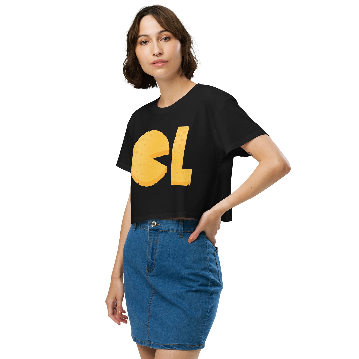 Womens Cheese Life Logo Crop Tee