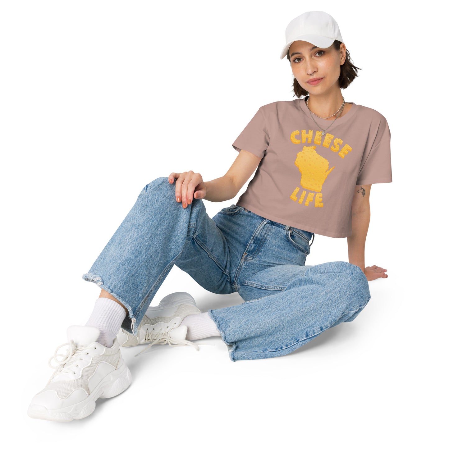 Womens Cheese Life Wisconsin Crop Tee