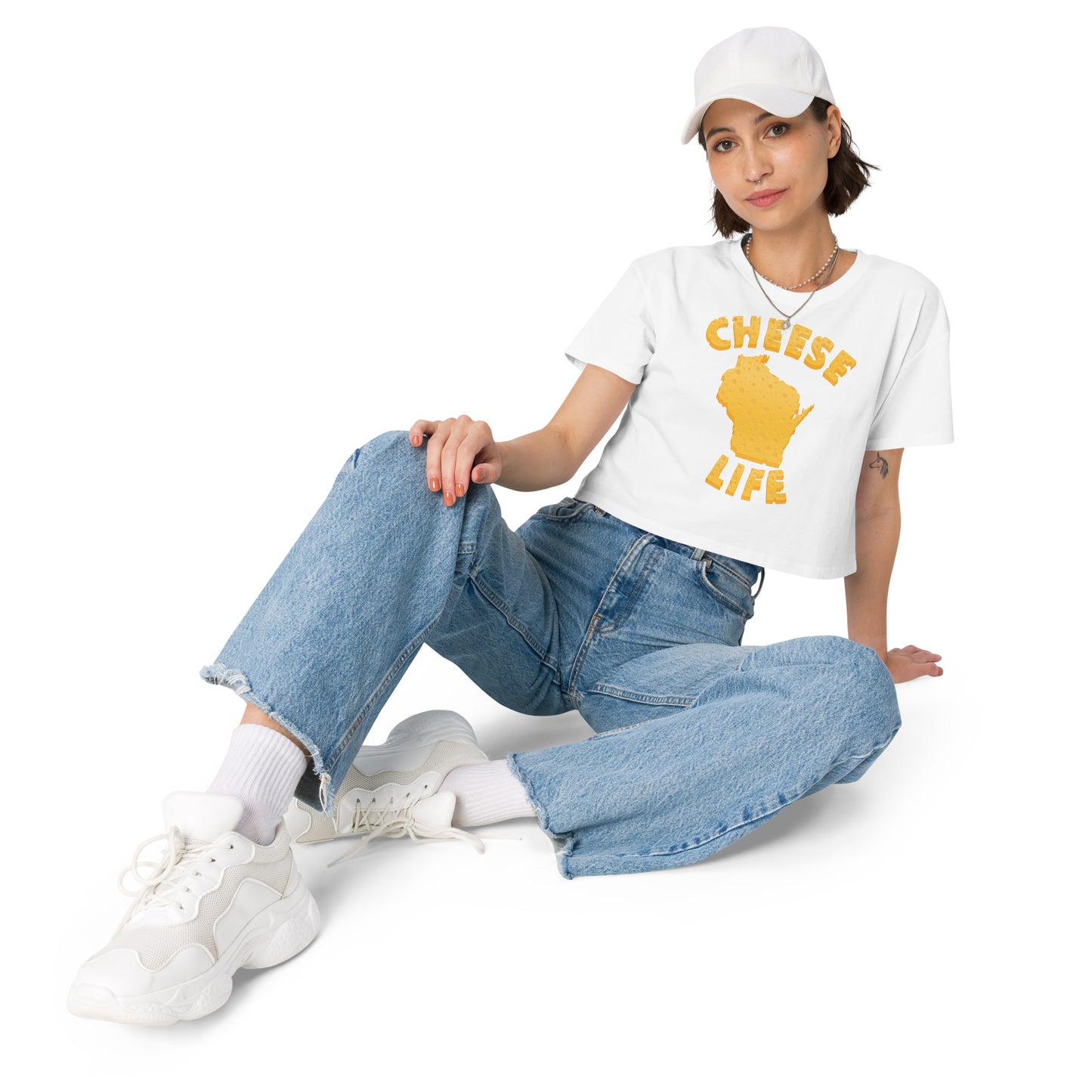 Womens Cheese Life Wisconsin Crop Tee